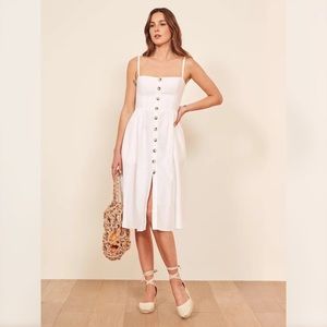 Reformation White Linen Tori Dress
